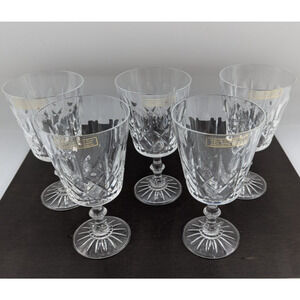 Set of 5 Wine Glass Glasses Goblets Hand Cut Crystal Windsor Poland 6-1/4"
